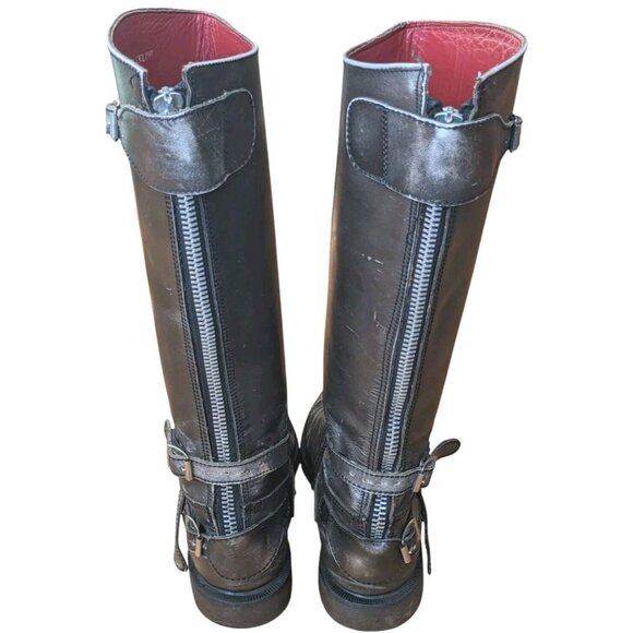 Rare Dr Martens Distressed Moto Boots Mens 8 Metallic Gray Zip VTG Grunge Punk - Picture 12 of 16